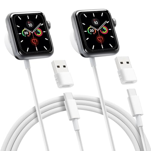 aceyoon Caricatore per Apple Watch, 2 Pezzi Cavo per Apple Watch 1M, Cavo Caricatore Magnetico per iWatch con Adattatore USB C USB per iWatch 9 8 7 6 5 4 3 2 SE Ultra