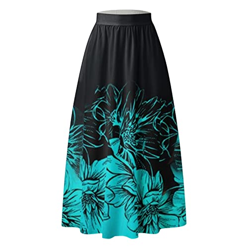 Womens Boho Floral Printed Maxi Skirt Summer Beach High Waisted Mopping Floor Length A Line Long Skirts with Pockets3