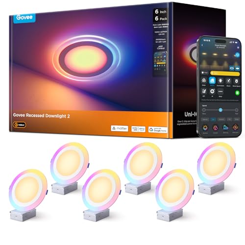 Govee Smart Recessed Lighting 6 Inch LED Recessed Light 1100LM 6 Pack