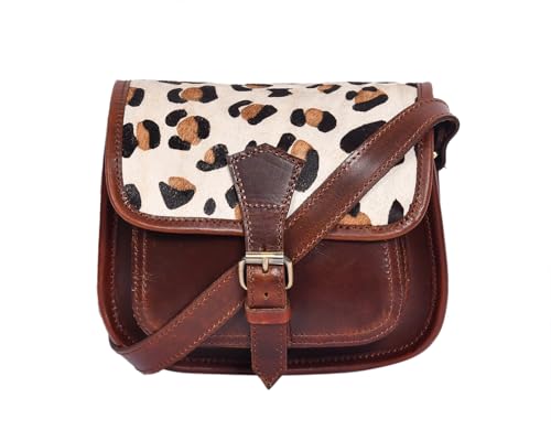 Image of Celtic Women's Leather Hair-On Flap Crossbody Sling Bag - Adjustable Strap
