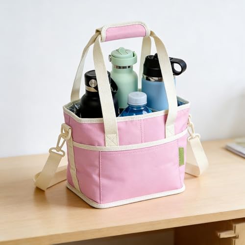Bolsa aislada de 4 compartimentos independientes para botellas de agua con correa ajustable 4