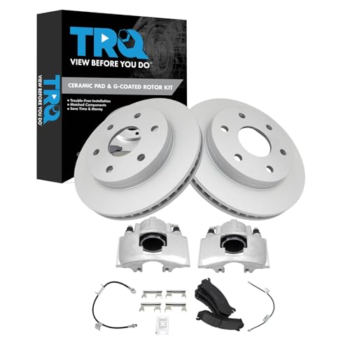 Image of TRQ Front Brake Pad and Rotor Set Ceramic G Coated Rotors Calipers