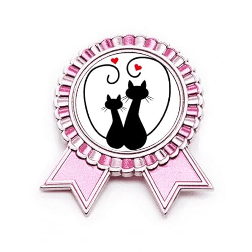Broche chat en métal rose taille M : l'accessoire silhouette anti-veste terne