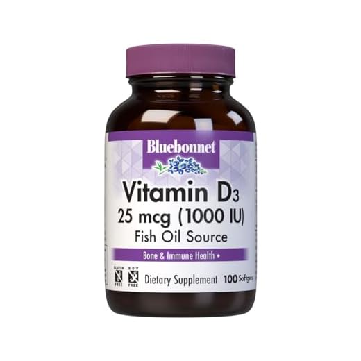 Bluebonnet Nutrition Vitamin D3 1000 IU Softgels, Aids in Muscle and Skeletal Growth, Cholecalciferol from Fish Oil, Non GMO, Gluten Free, Soy Free, Dairy Free, 100 Softgels