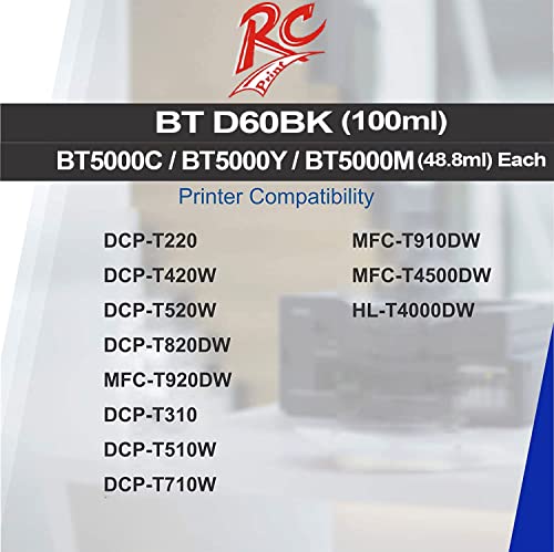 RC PRINT Ink Compatible for Brother BT6000Bk / BT5000 DCP T310, T300, T510, T500, T910, T710, T400W, T450W, T300W, T800W, T700, T810 Printe (Pack... - Image 5