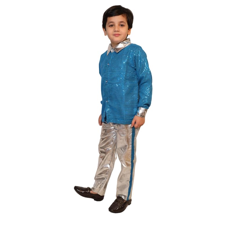 Image of Kaku Fancy Dresses Western Disco Outfit for Kids Sequin Shirt with Shining Pants for Annual Day Programme