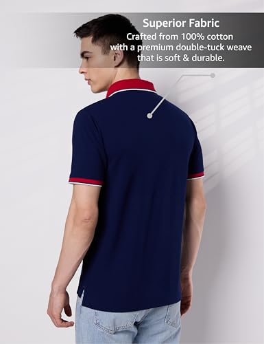 Image of Symbol Premium Men's 100% Cotton Solid Polo T-Shirt - Regular Fit | Pique Knit