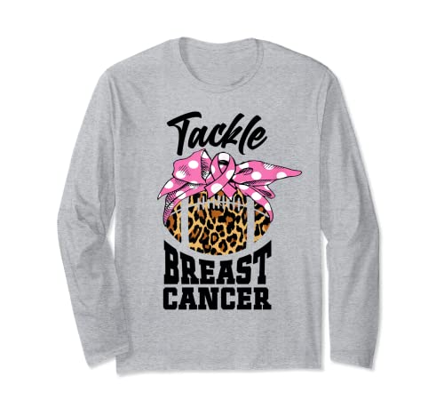 Football Soccer Mom Tackle Breast Cancer Survivor Warrior Manga Larga