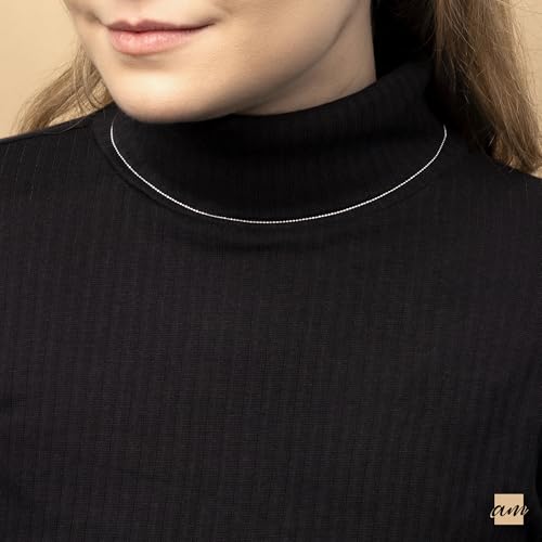 Amberta 925 Sterling Silver 1.1 mm Ball Chain Necklace for Men Women | 925 Silver Chain for Men Women | Silver Dog Tag Chain for Men | Silver Beaded Necklace for Women2