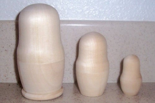 Plain Blank Unpainted Russian Nesting Doll 3 pc / 4 in Paint yourself u-503.4