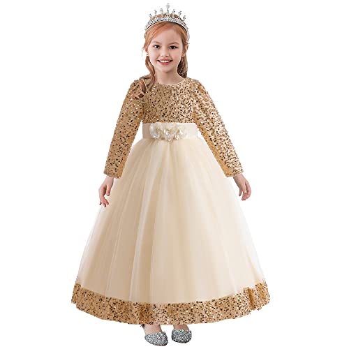 Robe de princesse formelle confectionnée en tulle fin et sequins de prestige