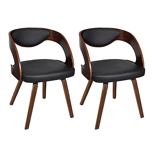 vidaXL 2X Sedie da Pranzo in Similpelle e Legno Marroni Curve...