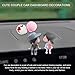 HABNVUON Cute Couple Car Dashboard Decorations, Car Interior Decoration, Cute Cartoon Couple Design Automotive Ornament, Auto Dashboard Ornament Lovely Kissing Boy Girl for Vehicles Home Office (Gray)
