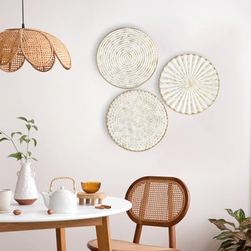 Briful 12 Inch Wall Décor Pack Of 3 Metal White Washed Starbursts Radial Plate Wall Art Modern Accent Hanging Wall Decorations For Home Office Bedroom Or Living Room Wall Sculptures thumb #2