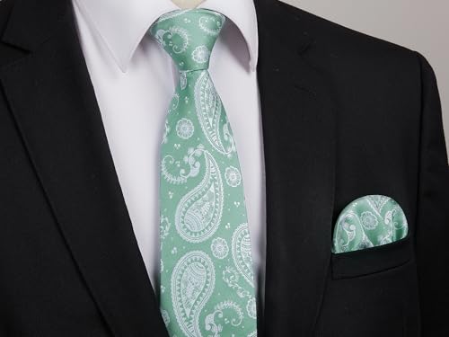 Image of HISDERN Ties for Men Paisley Floral Tie Handkerchief Classic Woven Business Formal Necktie and Pocket Square Set Wedding
