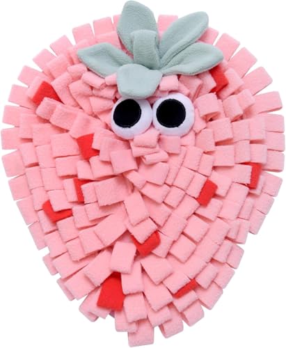 Image of Snuffle Mat for Dogs, Interactive Feeding Mat for Boredom and Slow Eating, Nosework Training Puzzle Toy for Dogs and Puppies, 18x32 CM, Travel Use (Pink Strawberry)