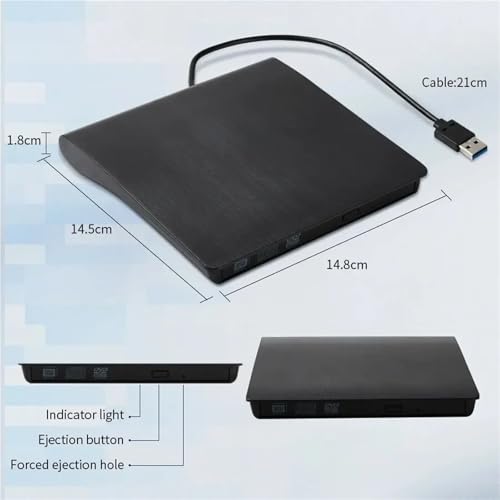 Grabadora CD externa y lector DVD portátil RW con conexión USB 3.0 estable para PC 7