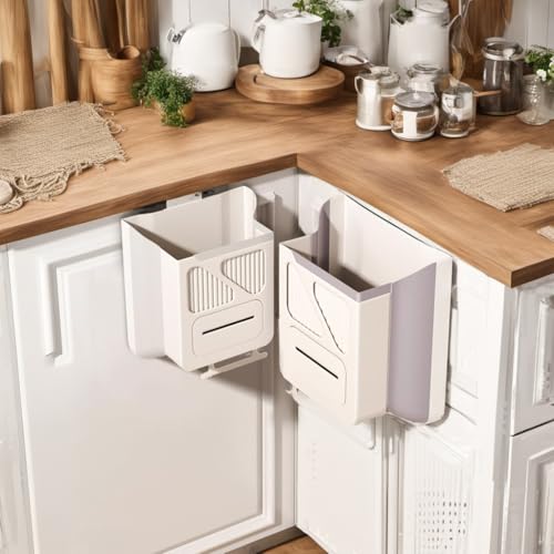 Image of Household Foldable Trash can, Kitchen Cabinet Door Hanging Type, Thickened Garbage can 2.64 gallons (About 10 liters) (Grey, Large) (Ashen)