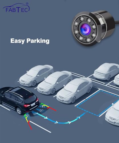 Image of Fabtec Car Reverse Backup Parking Camera for All Cars (8 Led, Drill Type Camera) (AHD /CCD Vision)