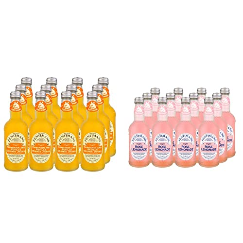 Fentimans Mandarin and Seville Orange Jigger, 275 ml (Pack of 12) & Rose Lemonade, 12 x 275 ml Bottles