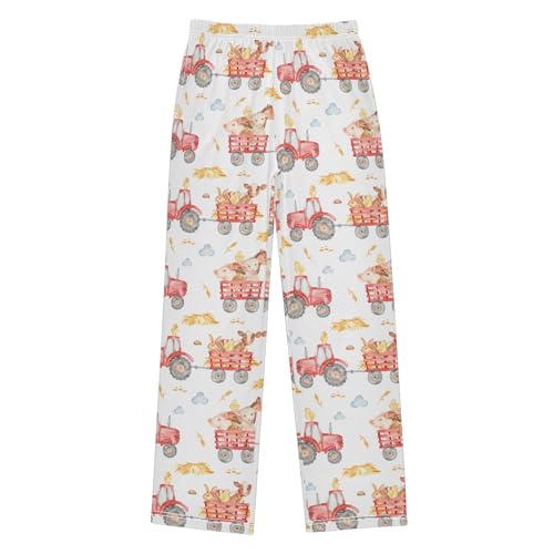 ZZXXB Farm Tractor Boys Long Pants Soft Trousers Elastic Waist Kids Lounge Bottoms with Pockets S-XL