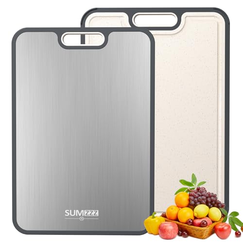 Titanium Cutting Board for Kitchen, Cutting Board Double Sided Food Grade, Pure Titanium, Easy to Clean Large Size 16”×11”