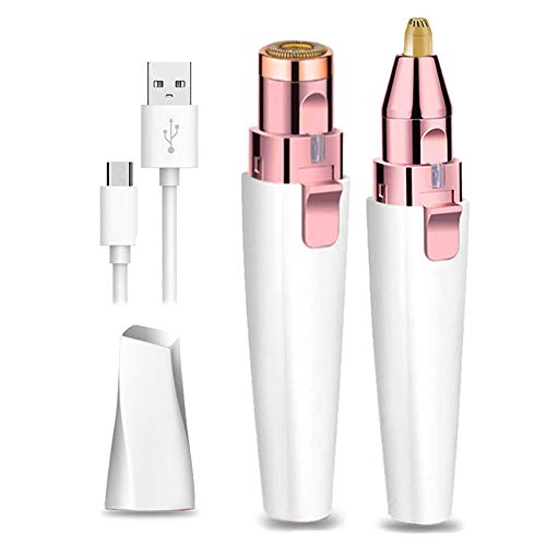 Electric Eyebrow Shaver Trimmer & Facial Hair Remover for Women - 2 in 1 Painless Epilator Grooming Razor for Face Eye Brow Lip Nose