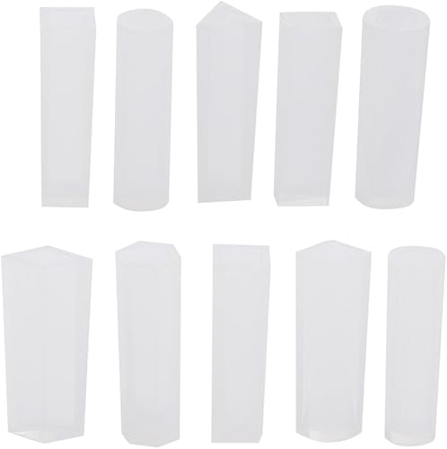 Miniatura 1 de Juego de 10 moldes de silicona para hacer joyas de resina para hacer manualidades con dije, cilindros a rayas, moldes de silicona de color blanco