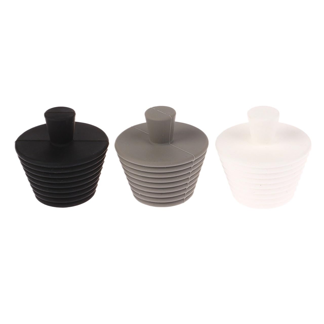 Tapon Bañera 3 Piezas tapón de Fregadero Cocina Silicona | Tapón for bañera Desagüe universal for baño(Black)