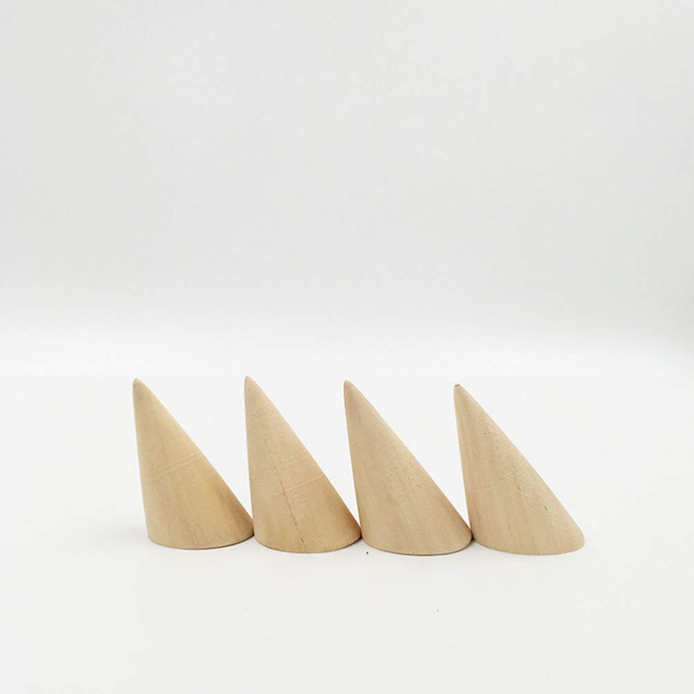 12 Supporti Per Anelli In Legno - Espositori A Forma Di Cono Per Gioielli - Foto 10