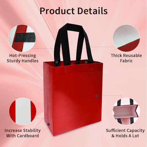 huichuan 12 Pack Multicolor Gift Bags with Handles, Reusable Small Gift Bag for Women Kids, Eco-Friendly Non-Woven Party Favor Goodie Bags Bulk for Valentine's Day, Birthday, Wedding, Baby Shower Treats — view 3