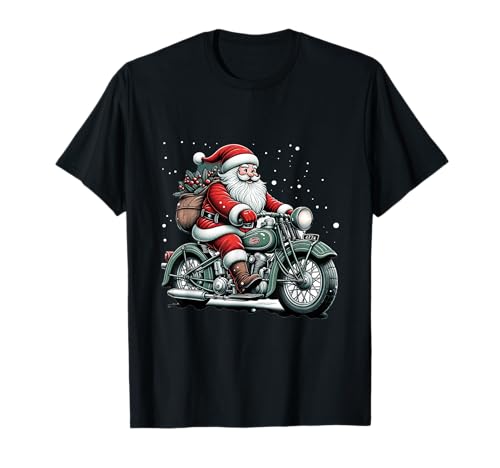 Funny Christmas Apparel for Motorbike Fans: Weihnachtsmann auf...