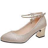 [Foreted] パンプス セパレート キラキラ レディース 結婚式 パンプス ローヒール 走れる ストラップパンプス 歩きやすい 春 夏 秋 冬 ビジネス ハイヒール 婦人靴 オフィス フォーマル シューズ 太ヒール 結婚式 パーティー(ゴールド,22.0 cm)