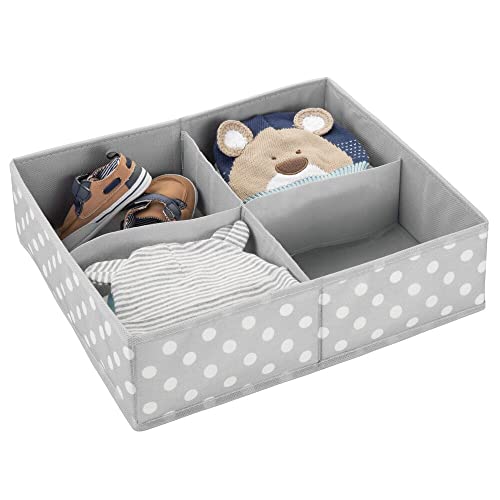 mDesign Soft Fabric Dresser Drawer/Closet Divided Storage Organizer Bins for Nursery - Holds Blankets, Bibs, Socks, Lotion, Clothes, Shoes, Toys - Set of 5 - Gray/White Polka Dot - Image 8