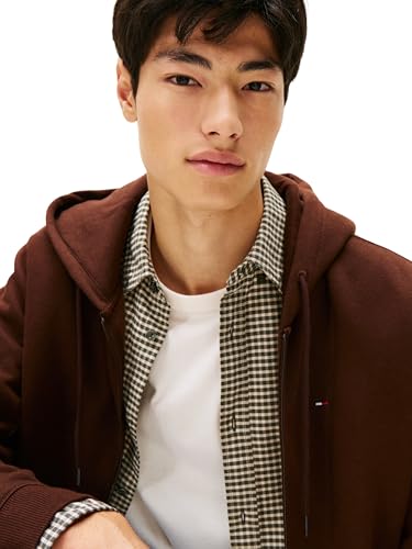Tommy Jeans Herren Hoodie mit Reißverschluss Flag Zip Thru mit Kapuze, Braun (Rich Brown), S – Ansicht 3