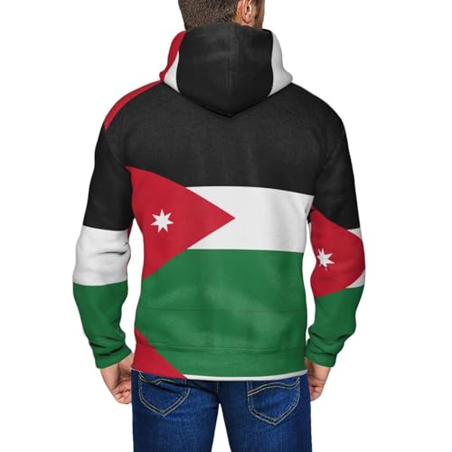 Sweat à capuche homme imprimé drapeau jordanien coupe moderne ample - 5