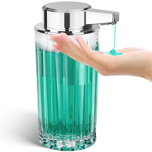 Automatic Soap Dispenser Liquid for Kitchen: 11 OZ Glass Touchless Clear Auto Soap Dispenser for Bathroom - Hand Dish Lotion Home Countertop Kids - Fa