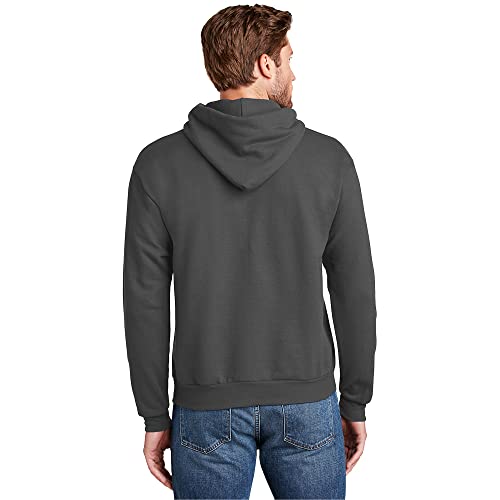 Image of Hanes Men's, EcoSmart, Cotton-Blend Hooded Sweatshirt, Plush Fleece Pullover Hoodie