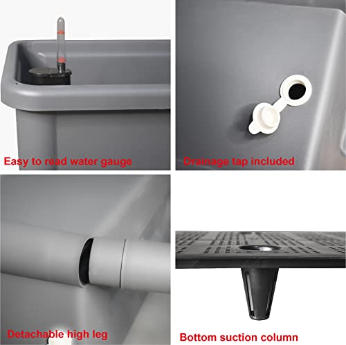 Fencetech 20.8 Gallon Plastic Drainage Plug, 30 X 25.6 X 15 In Raised Garden Bed With Legs, Grey #TOP3