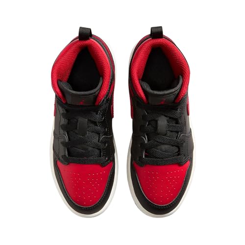 Jordan 1 Mid Little Kids' Shoes (DQ8424-067, Black/Summit White/Varsity Red)3