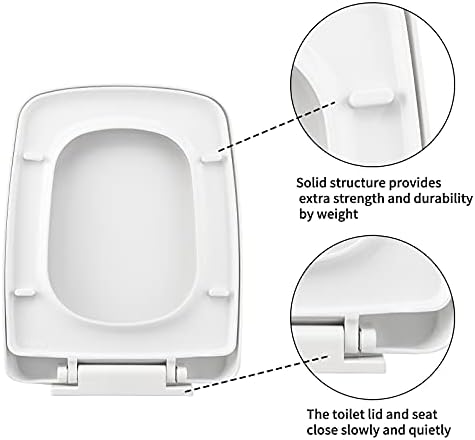 Toilet Seat, Quiet and enduring White Toilet Seat, Easy Installation, Protects Against Bumps and Pinching Fingers