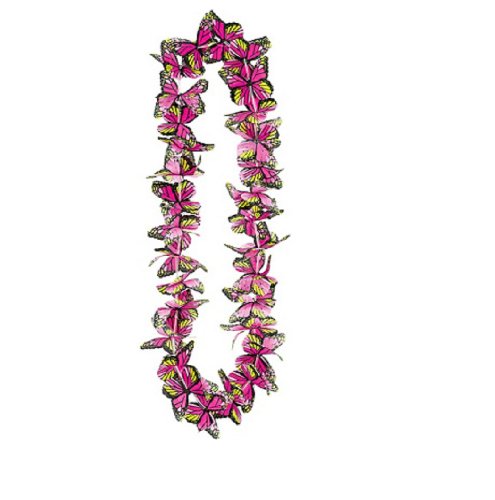 Collar de mariposas hawiano rosa Amscan complemento luau de verano 23 x 4.6 cm
