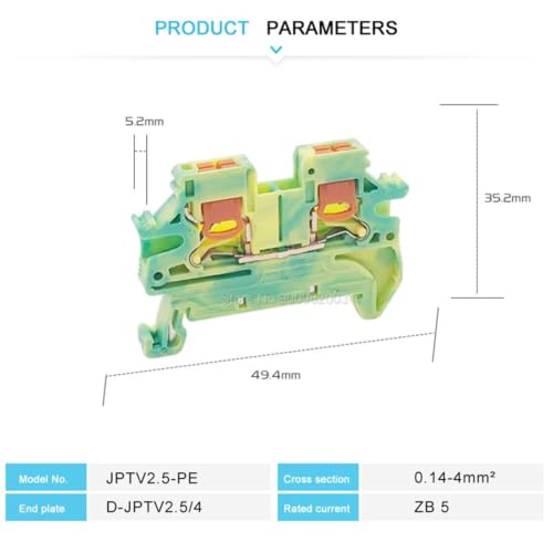 Conector de cableado modular PTV 2,5-PE tipo bloque de terminales de tierra para carril DIN 3
