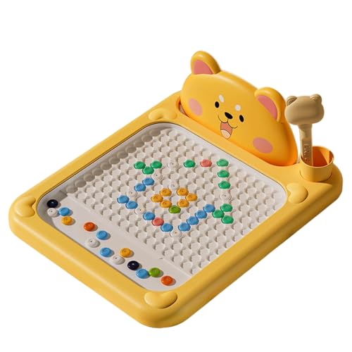 Tablero de dibujo magnético Tablero de arte de puntos magnéticos de dibujos animados con patrón de cuentas de puntos Folletos Bolígrafo Juguete educativo para garabatos para niños pequeños y niñ