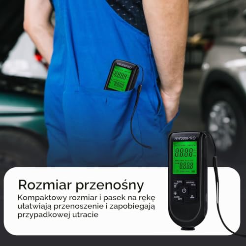 Tolesum Cyfrowy miernik grubości powłoki, miernik lakieru samochodowego z przenośnym przewodem, 0-2000 μm miernik grubości lakieru, miernik grubości powłoki lakierniczej samochodu dla kupujących