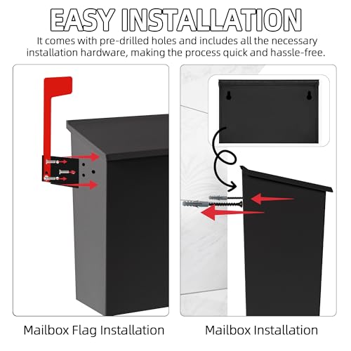 image for TonGass Wall Mount Mailbox for Outside, Metal Wall Mounted Mailbox wit