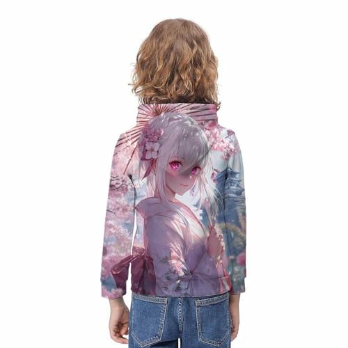 Sweat à capuche fleurs de cerisier 3D : cadeau idéal 9-11 ans - 3