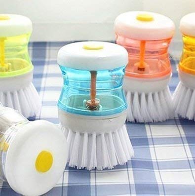 Dish Cleaning Brush with Soap Dispenser, Kitchen Sink Scrubber, Multicolour, Pack of 2-image-11
