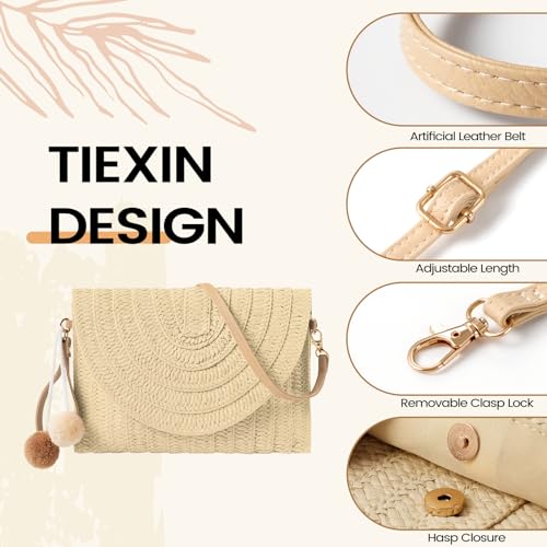 Image of LEVOTIER Woven Straw Crossbody Bags for Women - Handmade Casual Beach Purse