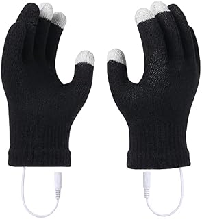 USB Heated Gloves for Women and Men, USB Hand Warmer Gloves for Typing, Winter Warm Gloves Heating Pattern Knitting Wool Heating Mittens Washable Design Winter Gift